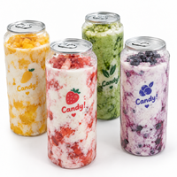 Bouteille de boisson personnalisée en plastique PET transparent, aspect canette de soda en aluminium, OEM, haute qualité, avec bouchon à clapet, impression UV/sérigraphie