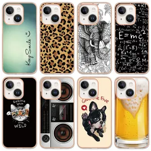 Plating Soft IMD TPU Case For IPhone 15 14 Plus 13 Pro Max 12 11 7 8 SE 2022 Animal Beer Leopard Dog Radio Phone Back Cover