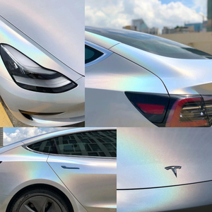 Rainbow Laser Color Changing <strong>Car</strong> <strong>Wrapping</strong> Prisma Holographic Pearl Vinyl Film <strong>Black</strong> - Product Image 5