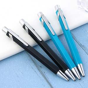 Stylo bille métallique bleu et noir avec logo personnalisé, pointe de 1,0 mm, nouveau design hexagonal promotionnel, style SD-3149 - Product Image 5