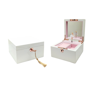 Boîte à bijoux en bois de luxe, blanche brillante, avec ballerine dansante et cadran musical, pour femmes et filles, cadeaux de Noël - Product Image 1