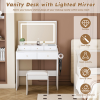 Nouvelle grande coiffeuse miroir pour chambre à coucher, ensemble de coiffeuse moderne avec 5 tiroirs, table de maquillage réglable pour chambre