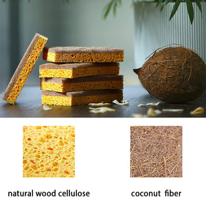 Sinh thái thân thiện phân hủy sinh học tự nhiên nhà bếp compostable cellulose và dừa Walnut Scrubber miếng bọt biển cho các món ăn - Product Image 5