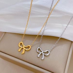 สร้อยคอจี้รูปโบว์ทอง 18K พร้อมจี้สแตนเลสสตีลสำหรับผู้หญิง - Product Image 4