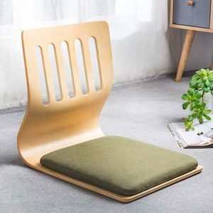 <span class=keywords><strong>Chaise</strong></span> de sol ergonomique en bois avec coussin, style japonais, siège tatami pour la méditation, salon, chambre à coucher - Product Image 1