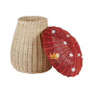 Cesta de Almacenamiento de Mimbre en Forma de Hongo, Cesta Roja para Habitación Infantil y Decoración de Guardería, Precio Económico desde Vietnam - Product Image 2