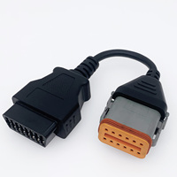 Cable Adaptador de Conector OBD2 de 16 Pines a OBDII de 12 Pines, Arnés de Cables para Herramienta de Diagnóstico para Cummins Komatsu