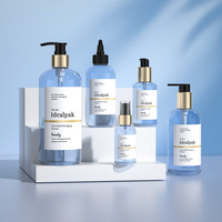 Bouteille à épaule en PET noir transparent personnalisée, vente en gros, emballage cosmétique en plastique écologique, bouteille de lotion, bouteille de shampoing