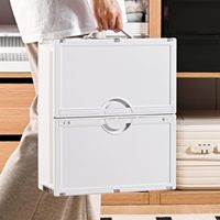 Boîte de rangement pliable empilable sous le lit en plastique pour draps, organisateur de rangement pour placard à linge, vêtements, taies d'oreiller avec fenêtre