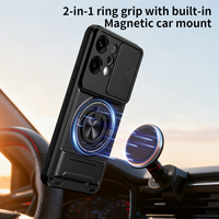 Casing Ponsel dengan Ring Magnetik Kuat dan Penutup Kamera Geser untuk OPPO Reno 14 15 Pro Max F 5G Global, Anti Benturan
