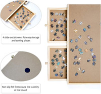 Grande Table Puzzle Portable à 4 tiroirs, 30x22 pouces, tableau de Puzzle en bois, avec couverture tapis, 1000 pièces