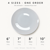 Assiettes en Porcelaine Fine Blanche en Gros – 6, 7, 8, 10 Pouces – Vaisselle de Luxe en Céramique pour Restaurants