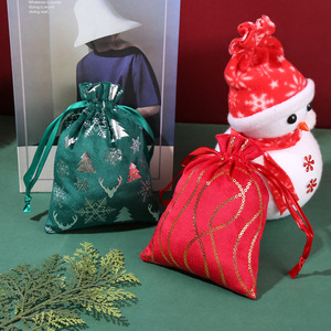 QIAN LI Christmas Velvet Gift Bags 15x20cm 10x15cm 13x18cm Hot Stamping Festival Gift Packaging - Product Image 3