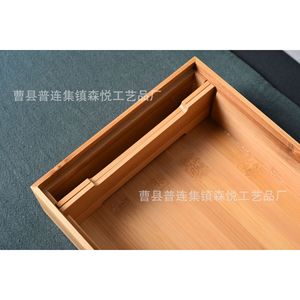 Boîte de rangement de bureau en bambou, organisateur de bureau rectangulaire pour l'organisation et le nettoyage des objets en désordre - Product Image 4