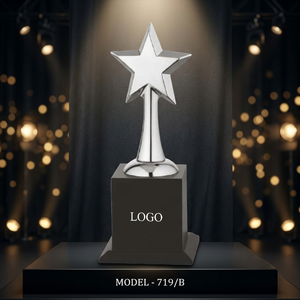 Premium POOJA <b>GIFT</b> CORPORATION Model 719 Star Trophy Polished Elegant Finish Die Casting Metal Portable Engraving Ready for - Product Image 2
