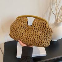 Sac à main élégant en paille tressée pour femme avec fermeture éclair, grande capacité, sac de plage de luxe pour l'été, petit sac à main de créateur