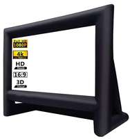 Écran de projection gonflable pliable rapidement, écran de cinéma portable en tissu pour le camping en plein air, films, nettoyage facile, 20 pieds