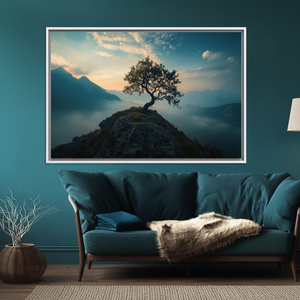 Printed Canvas Decor: Abstract Tree Glass <b>Wall</b> <b>Art</b> - Modern Housewarming Gift,WHITE <b>FRAMED</b> CANVAS - Product Image 3