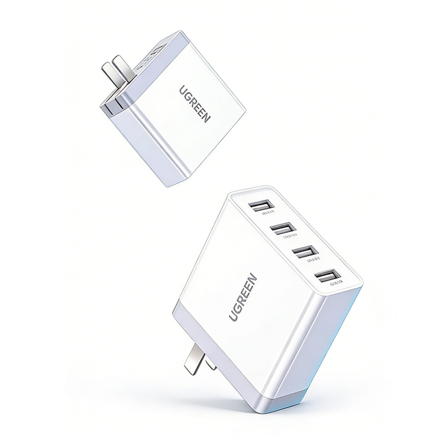 UGREEN 24W 4-Port USB-A Wall Charger with Fast Charging for Smartphones, Tablets & Power Banks – Compact Design, Foldable Plug