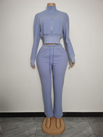 Ensemble de survêtement décontracté 2 pièces pour femme avec logo personnalisé, couleur unie, sweat à capuche zippé, mélange coton élasthanne, tenue streetwear automne