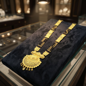 Wholesale 24K Micron Gold AD Stone Long Mangalsutra With Big Pendant, Forming AD Stone Mangalsutra, Traditional Wedding Jewelry. - Product Image 1