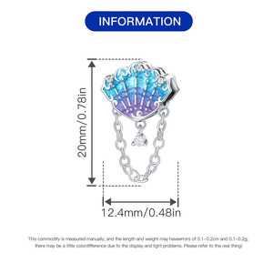 Mặt dây chuyền charm hình vỏ sò nàng tiên cá, rùa, bạc nguyên chất <span class=keywords><strong>Sterling</strong></span> <span class=keywords><strong>Silver</strong></span> Ocean Series, cá nhân hóa, trang sức bạc <span class=keywords><strong>925</strong></span>, phụ kiện làm vòng tay tự chế - Product Image 3