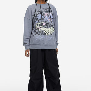 Haute qualité blanc chiné gris goutte épaule coton polaire lourd Logo personnalisé pull surdimensionné sweat pour les femmes - Product Image 2