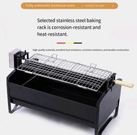 Barbecue au charbon de bois sans fumée portable avec conception rotative, grille amovible, outil d'allumage automatique pour plus de 5 personnes, camping en plein air
