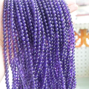 Vente en gros 6mm 8mm Taille populaire Bracelet améthyste violette Cristal naturel et perles de verre au chalumeau fabriquées en Chine