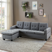 Canapé sectionnel convertible et extensible en tissu lin moderne, ensemble complet par Frank Furniture pour une assise polyvalente dans le salon