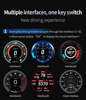 Universal OBD2 HUD Bulat Smart Car Digital Gauge Head up Display Speedometer Tachometer Monitor Data Mengemudi Kendaraan