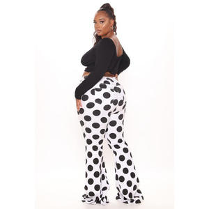 Jean droit <span class=keywords><strong>blanc</strong></span> à fond cloche pour <span class=keywords><strong>femme</strong></span>, <span class=keywords><strong>taille</strong></span> haute, noir, imprimé à pois, Denim de haute qualité pour <span class=keywords><strong>femme</strong></span> - Product Image 6