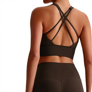 Nouveau soutien-gorge <span class=keywords><strong>de</strong></span> yoga européen/<span class=keywords><strong>américain</strong></span> respirant à maintien élevé, avec coussinets rembourrés et design sexy dos croisé - Product Image 1