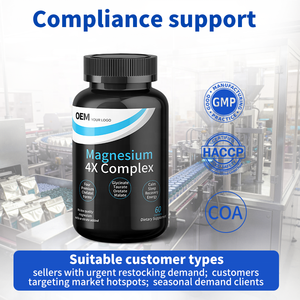 Cápsulas de Magnesio 4X Complex con Plazo de Entrega Rápido (15-20 Días), Fábrica de Suplementos OEM, Pedido Flexible para Reabastecimiento de Stock - Product Image 4