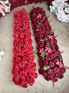 Chemin de table pour mariage, fleurs artificielles en soie, roses artificielles, décoration de mariage, fleurs artificielles roses et oranges - Product Image 6