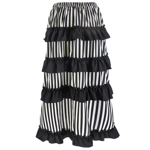 Falda Sexy para mujer, ropa gótica Victoriana, rayas blancas y negras, larga, ajustable, asimétrica, con volantes, faldas Vintage Steampunk - Product Image 2