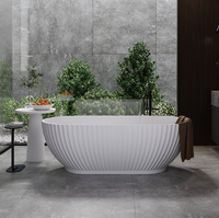 Baignoire autoportante en acrylique, design moderne, surface solide, couleur blanche, pour appartement et salle de bain d'hôtel