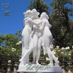 Estatua de Ninfas del Mar Tallada a Mano en Mármol Blanco de Tamaño Real con Concha para Decoración de Jardín o Casa Costera - Product Image 5