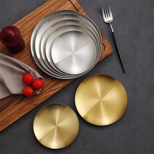 Thickened Stainless Steel Round Tray Gold Color Restaurant Serving Dish Dishwasher Safe Multiple Sizes - Product Image 2