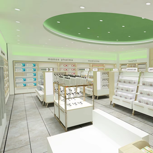 Aménagement intérieur de magasin médical : Vitrine et étagère de <span class=keywords><strong>pharmacie</strong></span> en bois et verre trempé avec éclairage LED - Product Image 3