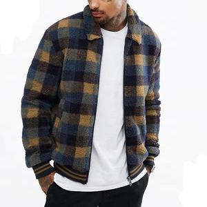 mens check borg jacket