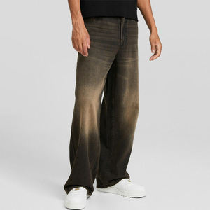 Wholesale Custom <b>Mop</b> Hip Hop Jeans Men Distressed Washed Straight Baggy Jeans Men Fashion Vintage Men's Jeans High Quality - Product Image 2