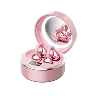Earphone Desain Jepit Telinga Q132 Tipe-C Gaming Musik Tws Nirkabel Olahraga dengan Cermin Rias Layar LED