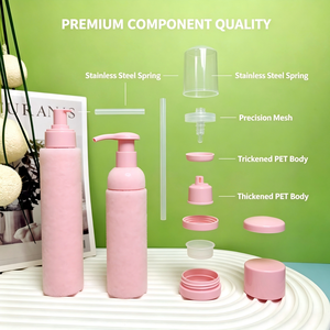 Bouteille pompe moussante en plastique PET 30ml 50ml 80ml 100ml pour soins de la peau, nettoyant cils, shampoing cils, distributeur vide, lavage visage, bouteille rose - Product Image 5