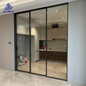Puerta <span class=keywords><strong>de</strong></span> Vidrio Templado <span class=keywords><strong>para</strong></span> Cocina Moderna Personalizada, Estilo Minimalista <span class=keywords><strong>para</strong></span> Interiores <span class=keywords><strong>de</strong></span> Casas, Tres <span class=keywords><strong>Puertas</strong></span> <span class=keywords><strong>Corredizas</strong></span> <span class=keywords><strong>de</strong></span> <span class=keywords><strong>Aluminio</strong></span> Negro - Product Image 2