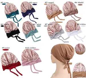 Jilbab Satin Bonnet Jersey Bonnet kepala Islam Headband peregangan Headwrap turban topi melindungi rambut dalam scarf129