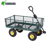 Chariot à main pliable à quatre roues avec revêtement en poudre et verrouillage pour le transport de marchandises et le rangement d'outils