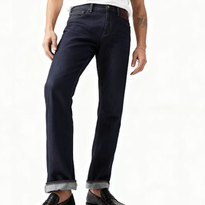 Jeans de marque <span class=keywords><strong>501</strong></span> OEM en gros pour hommes, taille mi-haute, denim doux, lavage moyen, coupe athlétique, jambe fuselée, décontracté, performance, avec logo - Product Image 4