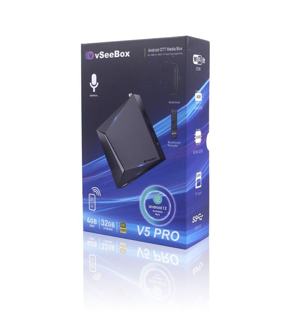 Wholesales VSEEBOX V5 PRO Android 12 System Rockchip RK3528 Quad Core Processor 6K Resolution Backlit Mini Keyboard Voice Remote