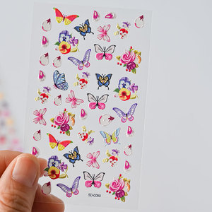 Nail <b>Stickers</b> DIY Nail Art Design Decoration Accessories Self Adhesive 5D Embossed Butterfly <b>Flower</b> Nail Art <b>Stickers</b> - Product Image 3